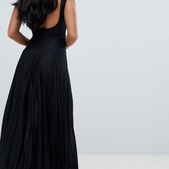 ASOS Petite Crop Pleated Cut Out Dress - Picture 3 of 5